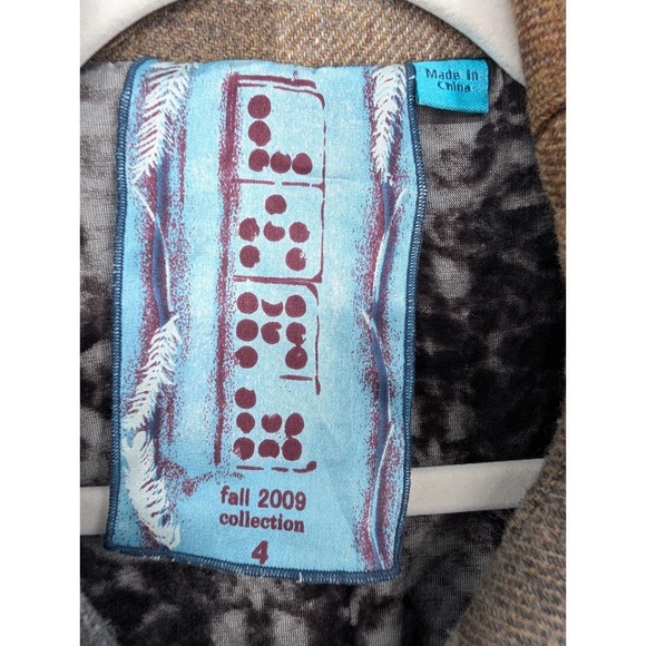 VTG Y2K L.A.M.B. Gwen Stefani Brown Plaid Wool Belted Moto Jacket 4 Indie Chic - Picture 3 of 12